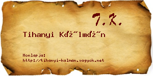 Tihanyi Kálmán névjegykártya